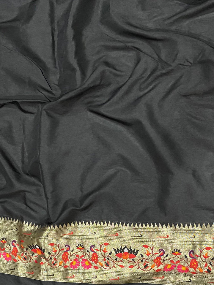 Party Wear Black Color Banarasi Soft Silk Saree