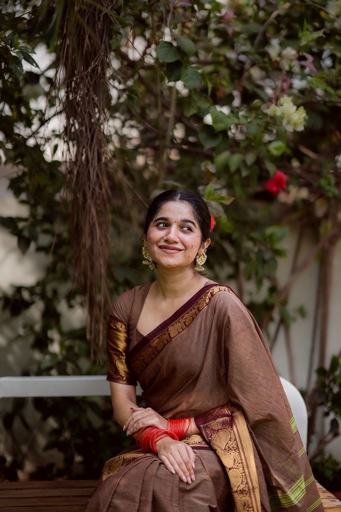 Party Wear Brown Color Cotton Silk Saree