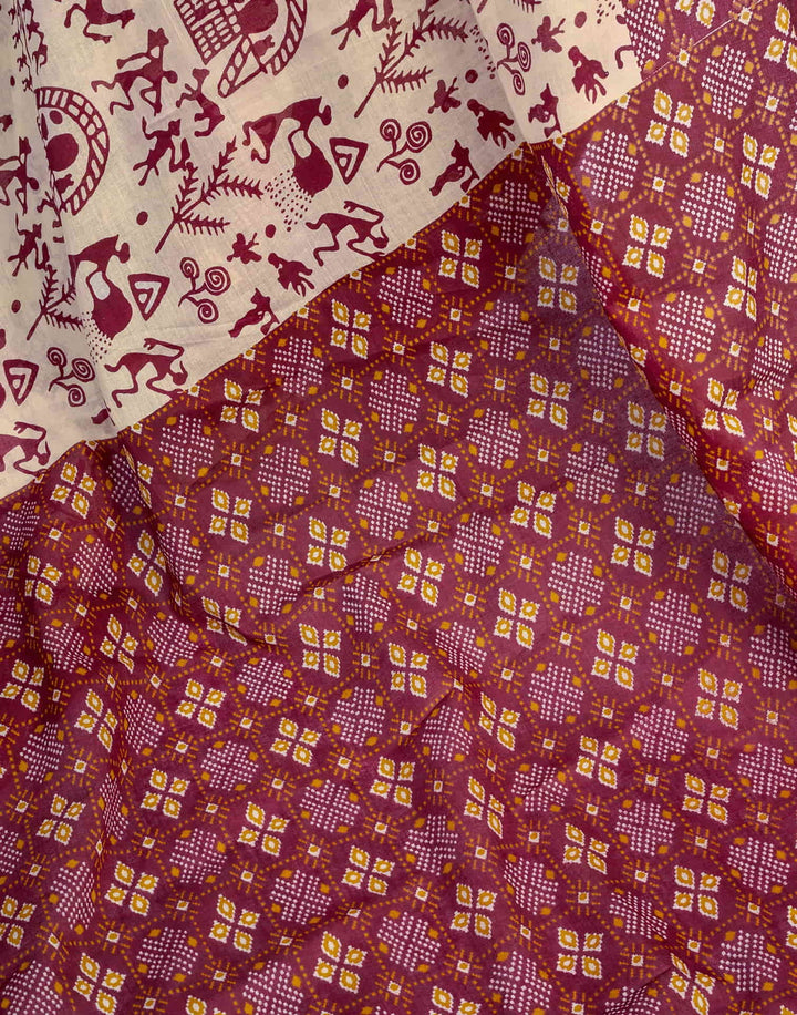 Party Wear Light Beige Color Cotton Printed Saree