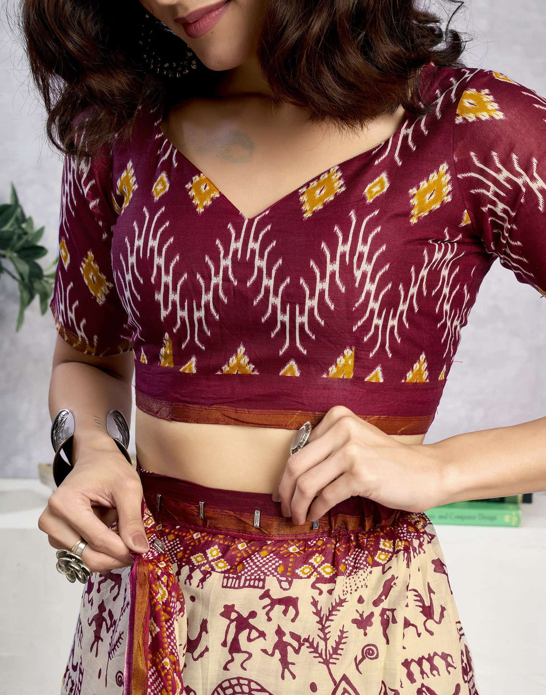 Party Wear Light Beige Color Cotton Printed Saree