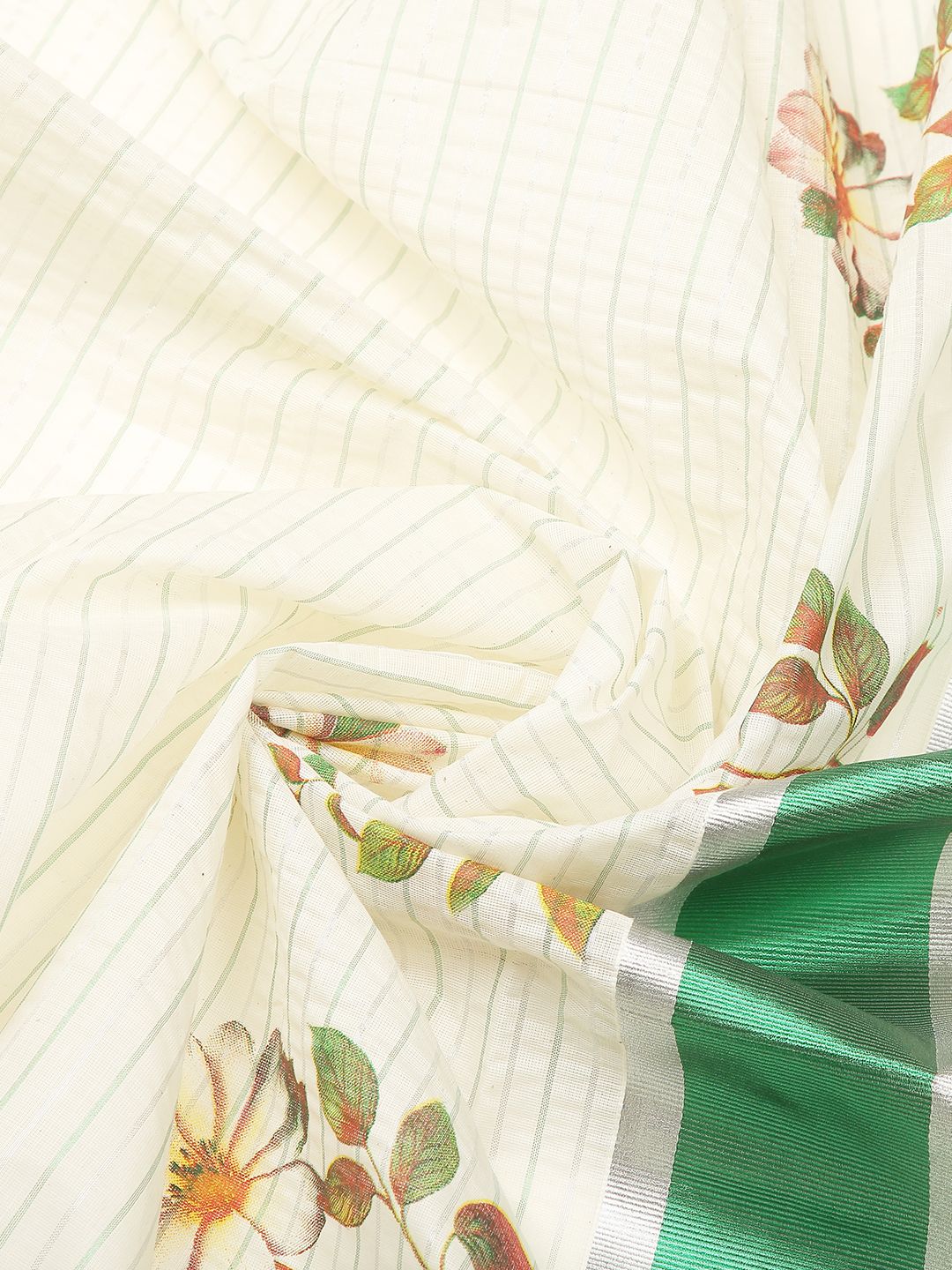 Party Wear Off-White Color Cotton Soft Silk Saree
