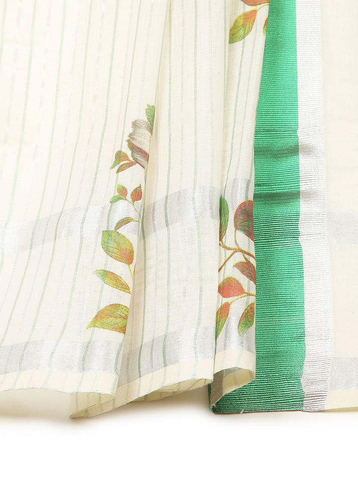 Party Wear Off-White Color Cotton Soft Silk Saree
