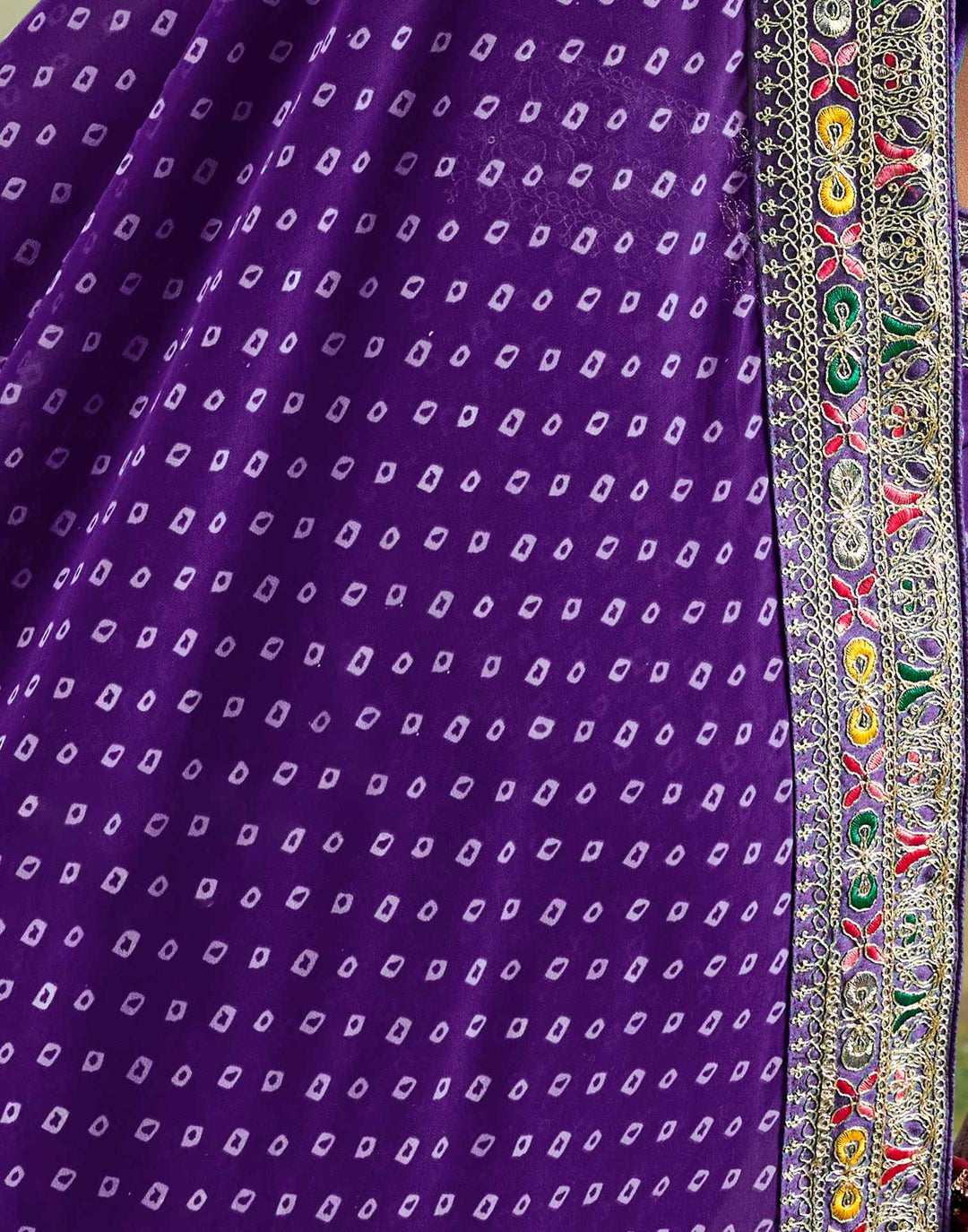 Party Wear Violet Color Bandhani Silk Saree