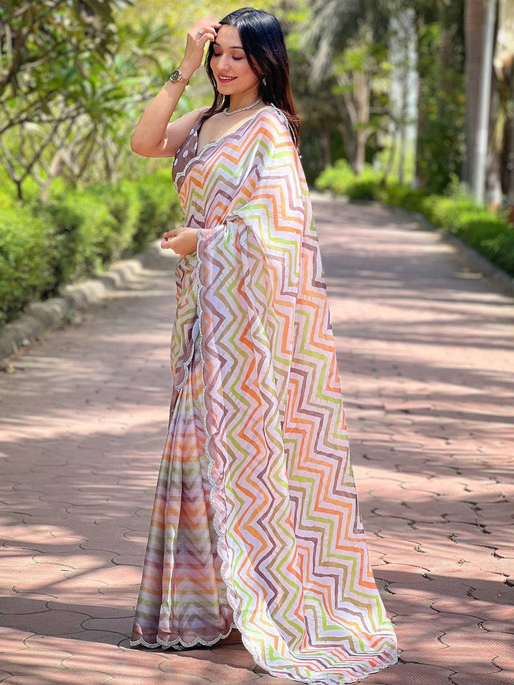 Traditional Wear Multi Color Linene Silk Saree