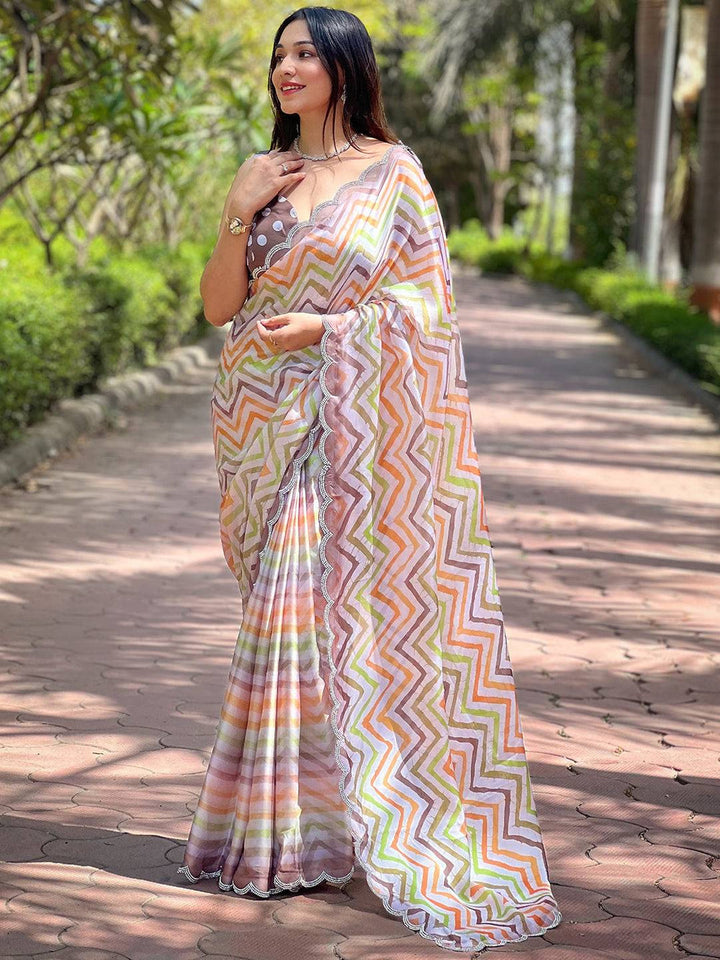 Traditional Wear Multi Color Linene Silk Saree