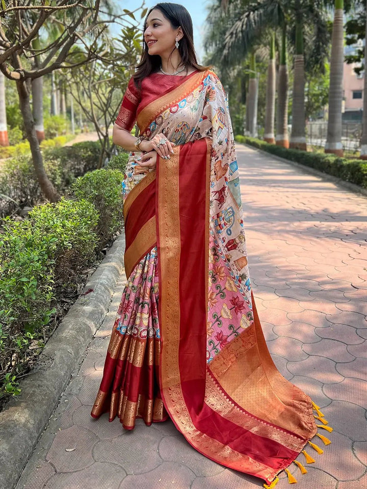 Wedding Wear Beige Color Banarasi Soft Silk Saree