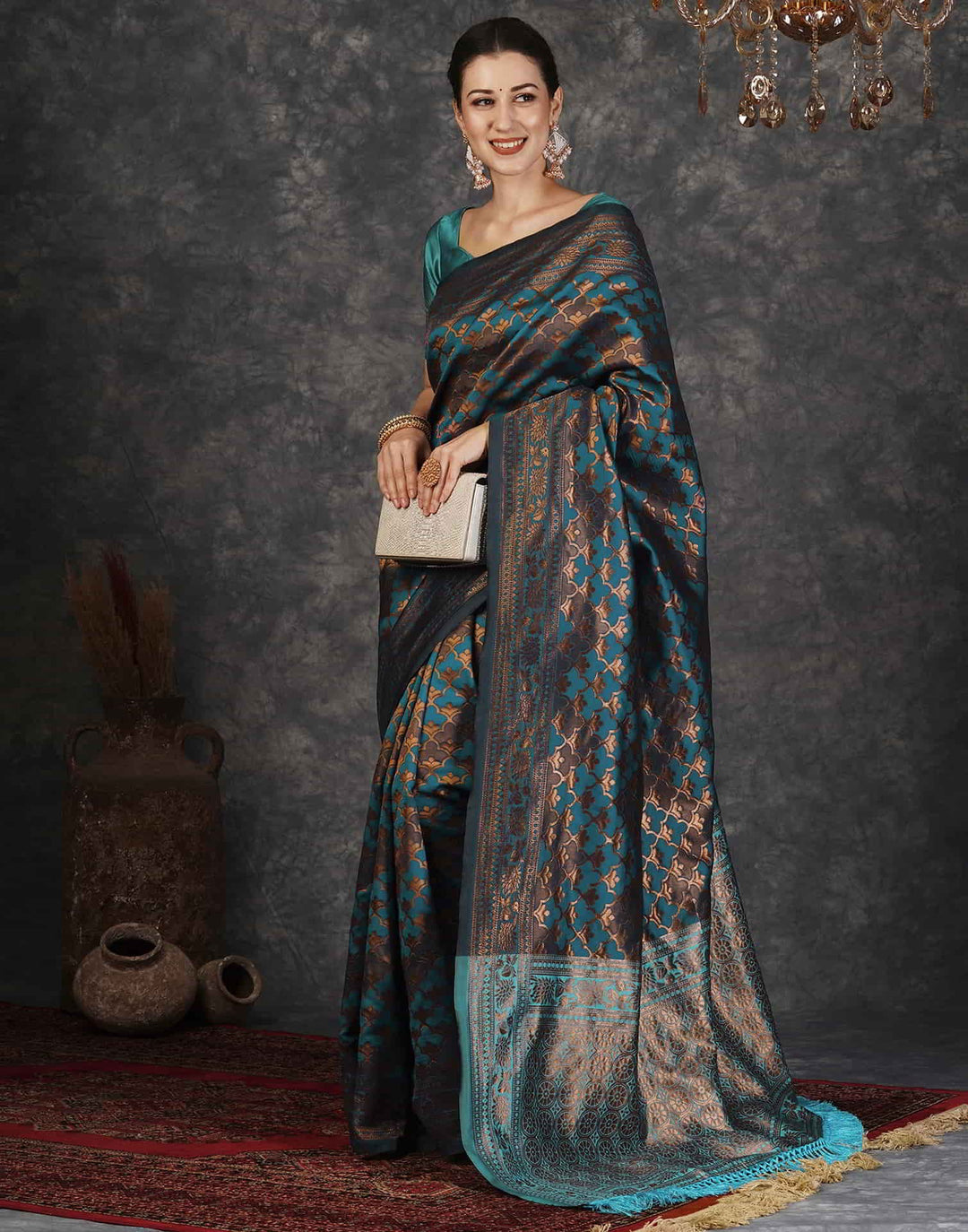 Wedding Wear Blue Color Banarasi Silk Woven Saree