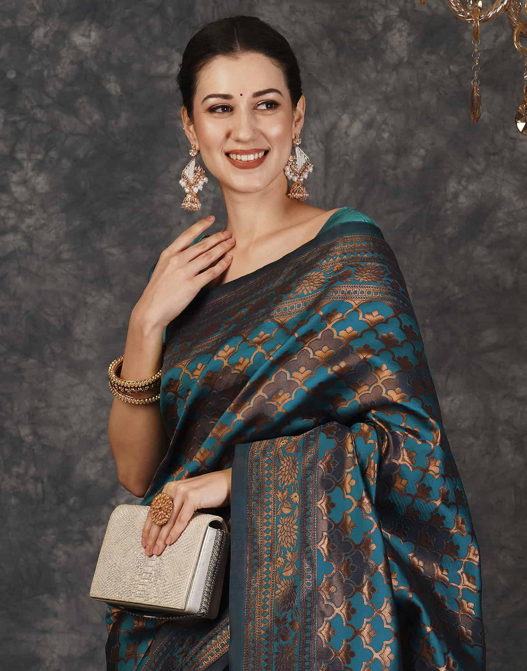Wedding Wear Blue Color Banarasi Silk Woven Saree