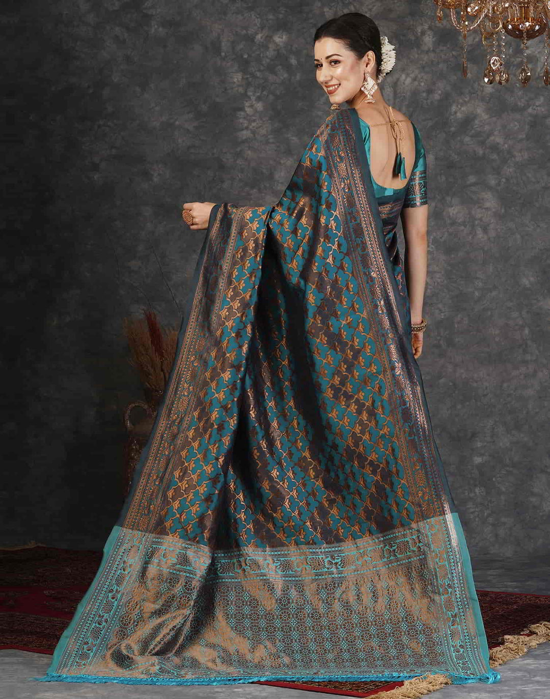 Wedding Wear Blue Color Banarasi Silk Woven Saree