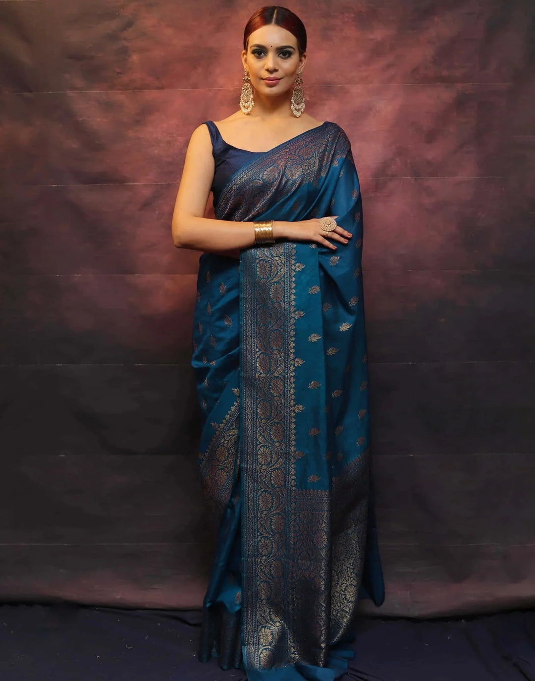 Wedding Wear Blue Color Banarasi Silk Woven Saree