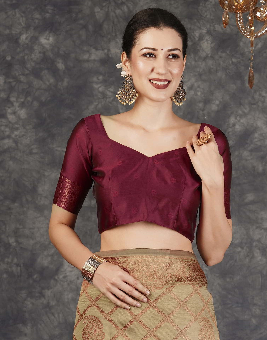 Wedding Wear Brown Color Banarasi Silk Woven Saree With Tassels