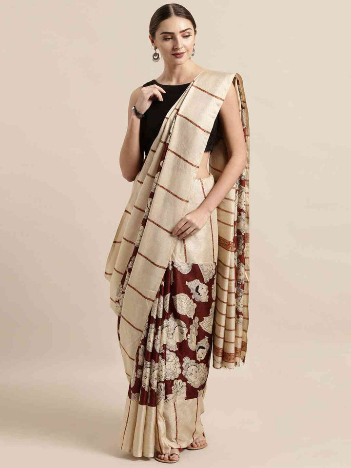 Wedding Wear Brown Color Chanderi Silk Saree