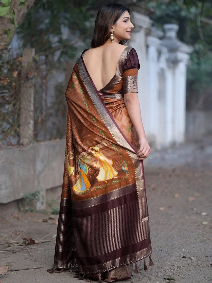 Wedding Wear Coffee Brown Color Kanjivaram Silk Saree