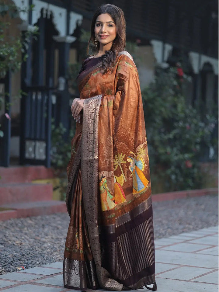 Wedding Wear Coffee Brown Color Kanjivaram Silk Saree