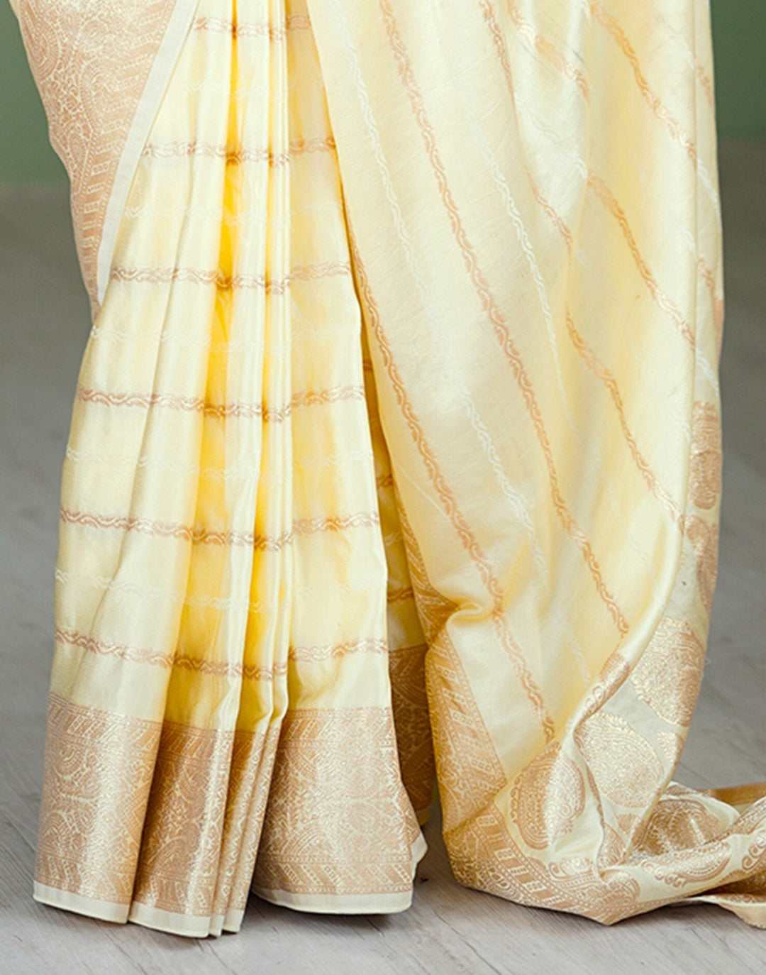 Wedding Wear Cream Color Kanjivaram Silk Saree