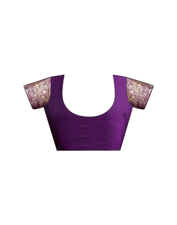Wedding Wear Dark Purple Color Banarasi Silk Woven Saree