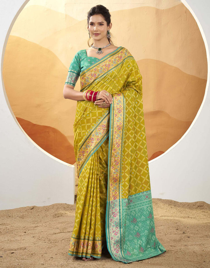 Wedding Wear Green Color Patola Silk Saree