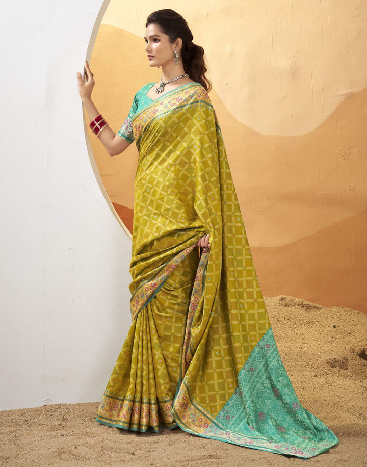 Wedding Wear Green Color Patola Silk Saree