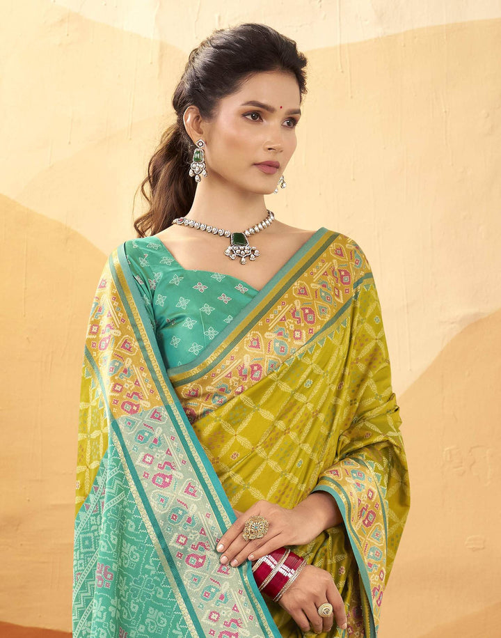 Wedding Wear Green Color Patola Silk Saree