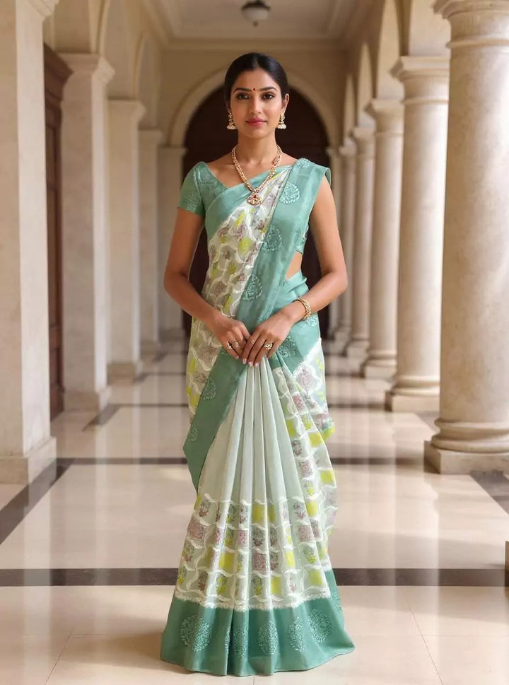 Wedding Wear Light Grey Color Tissue Silk Saree