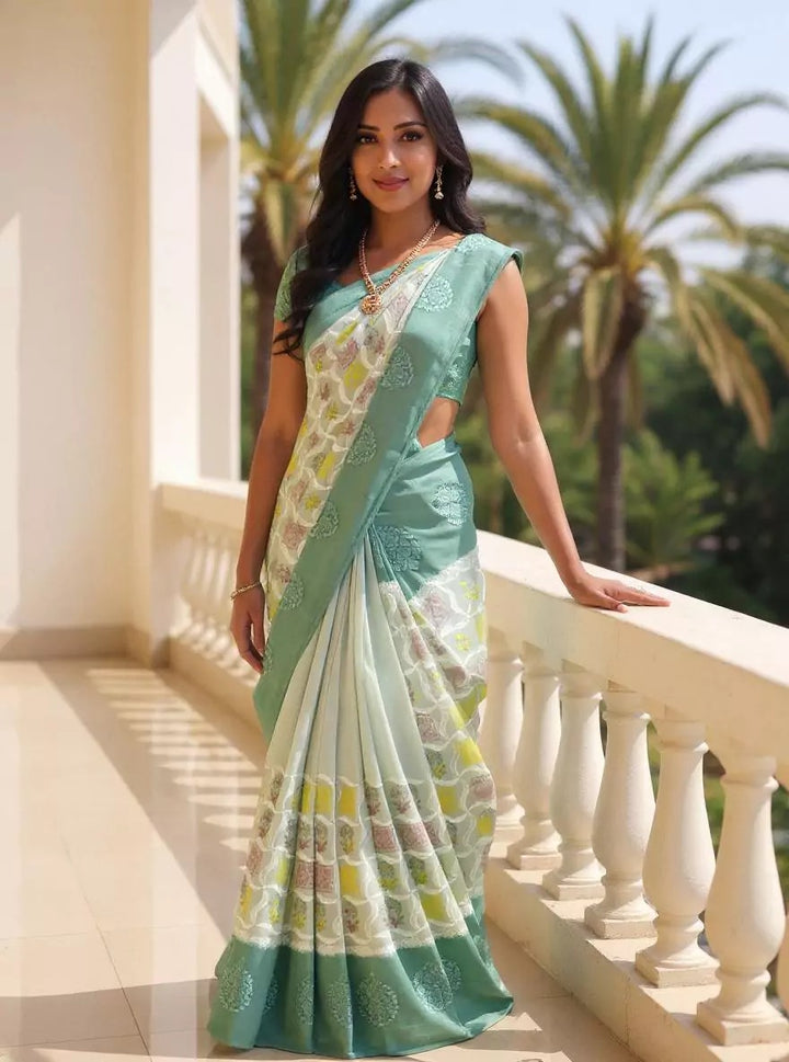 Wedding Wear Light Grey Color Tissue Silk Saree