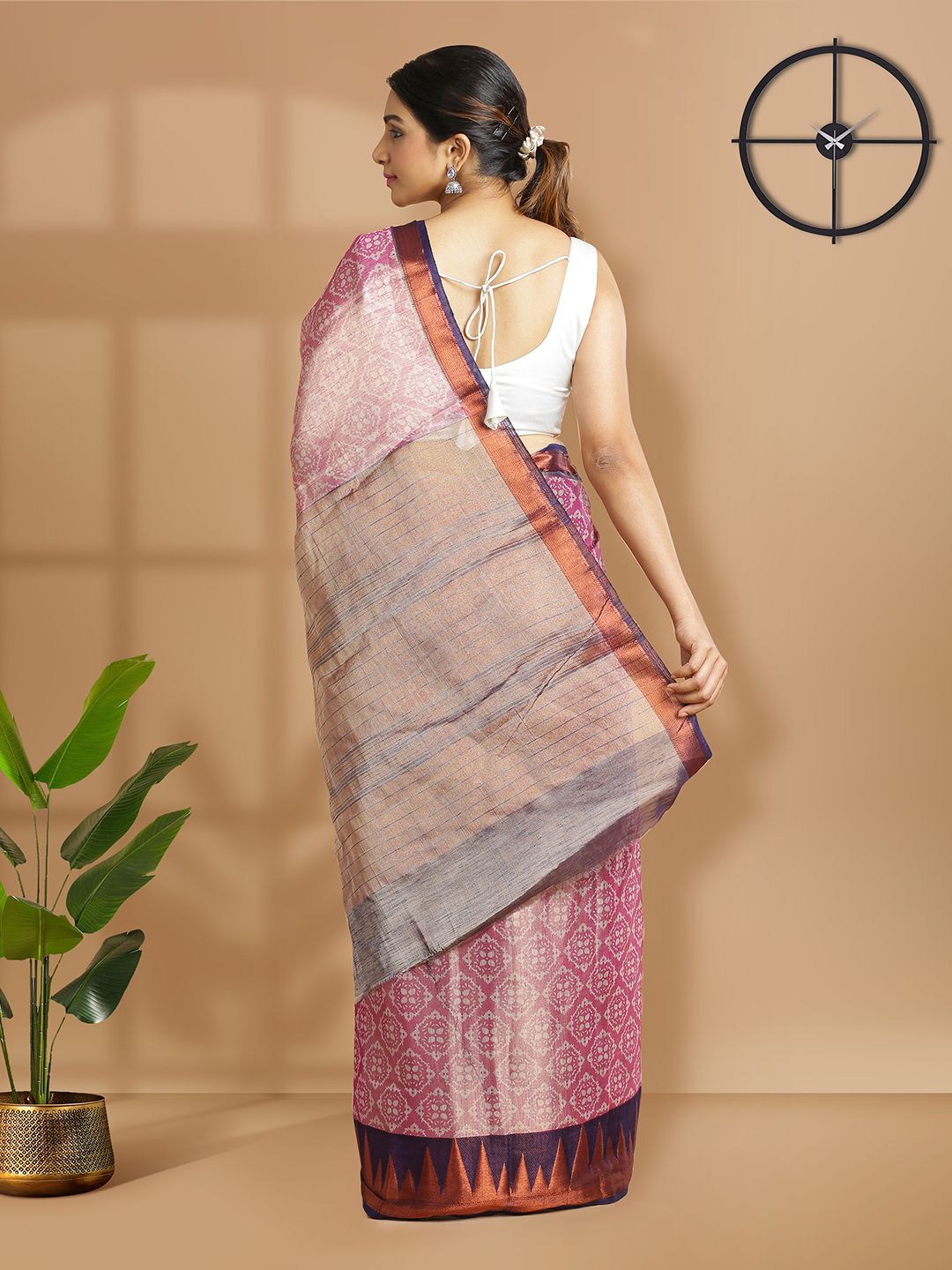 Wedding Wear Magenta Color Tissue Silk Saree