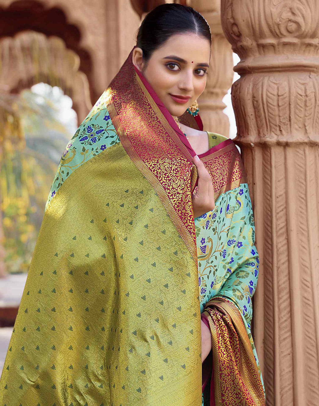 Wedding Wear Mint Green Color Kanjivaram Silk Saree