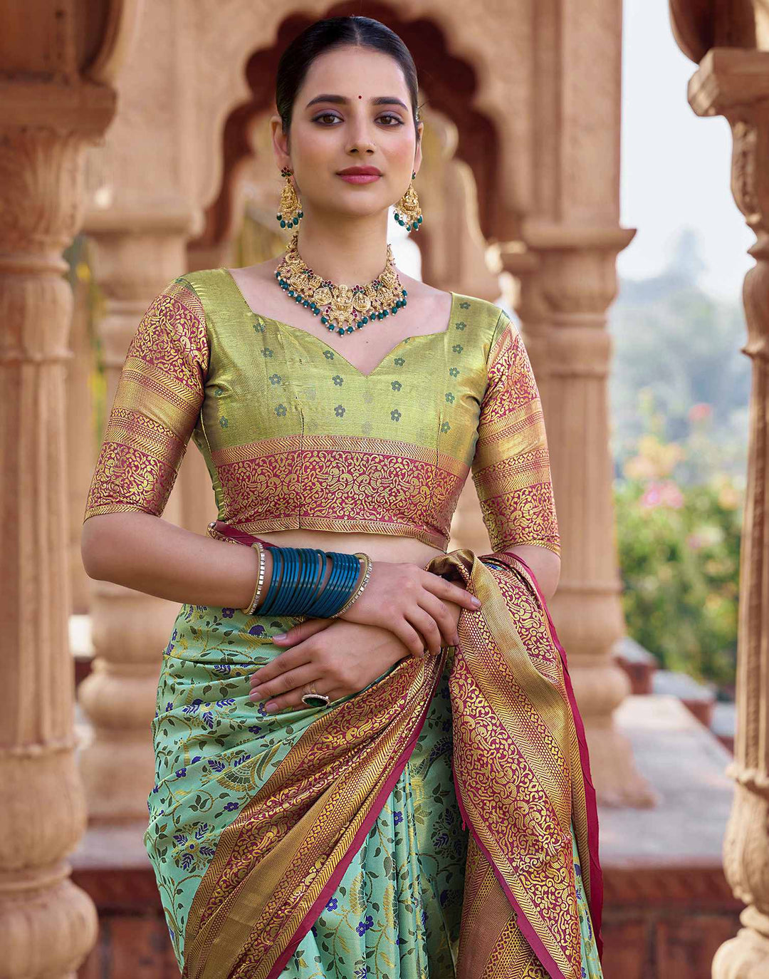 Wedding Wear Mint Green Color Kanjivaram Silk Saree