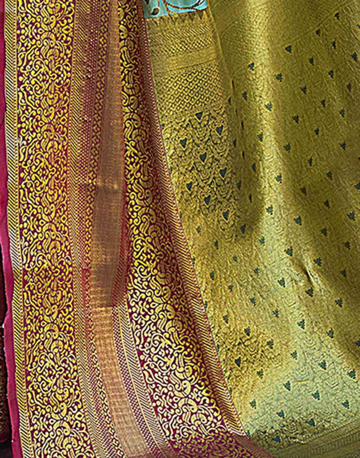 Wedding Wear Mint Green Color Kanjivaram Silk Saree