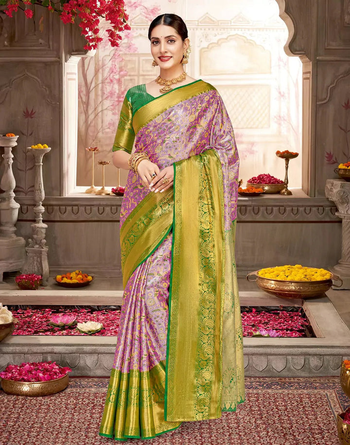 Wedding Wear Multi Color Tissue Silk Saree