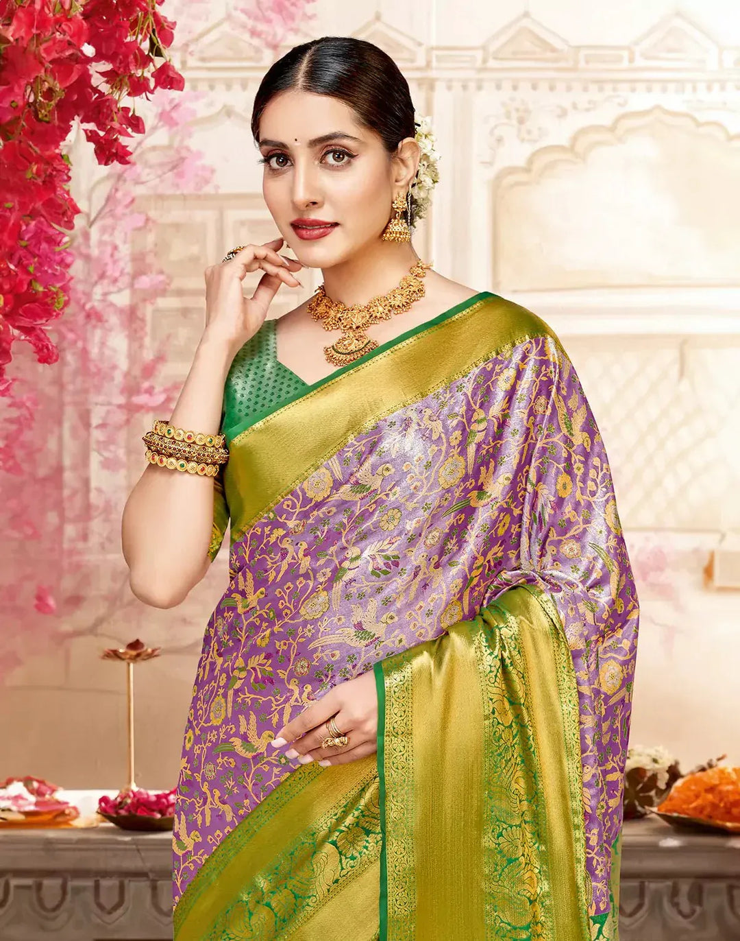 Wedding Wear Multi Color Tissue Silk Saree