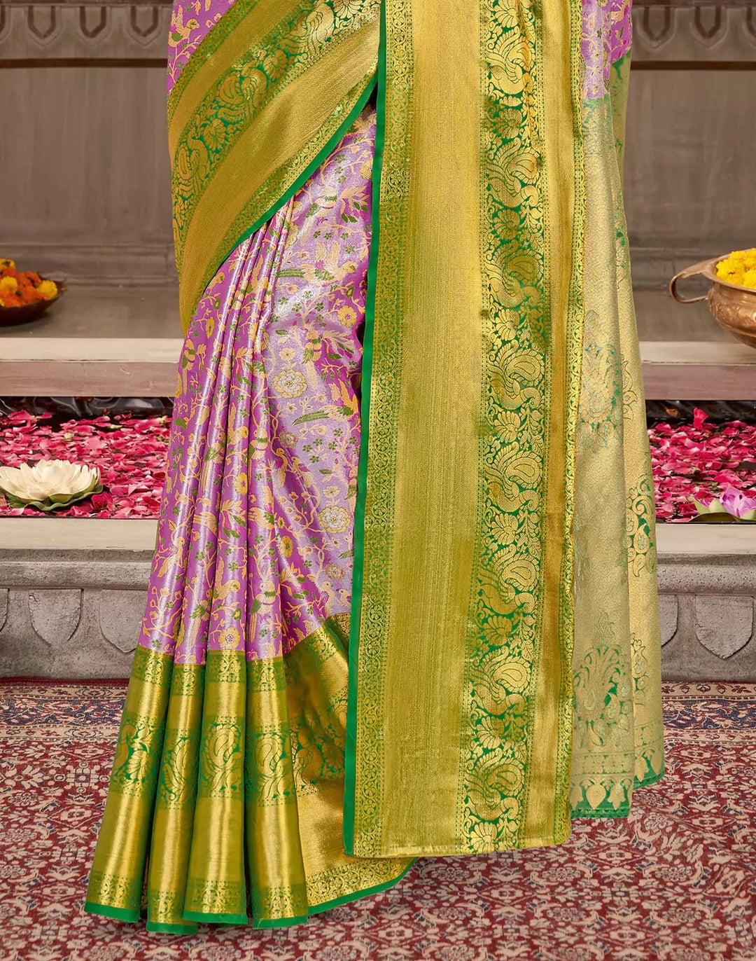 Wedding Wear Multi Color Tissue Silk Saree