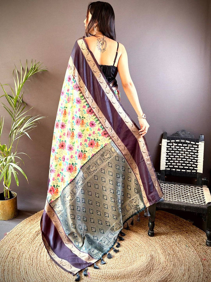 Wedding Wear Navy Blue Color Banarasi Soft Silk Saree