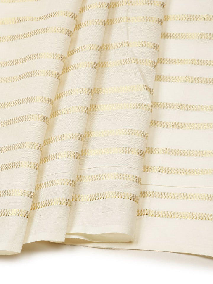 Wedding Wear Off-White Color Cotton Soft Silk Saree