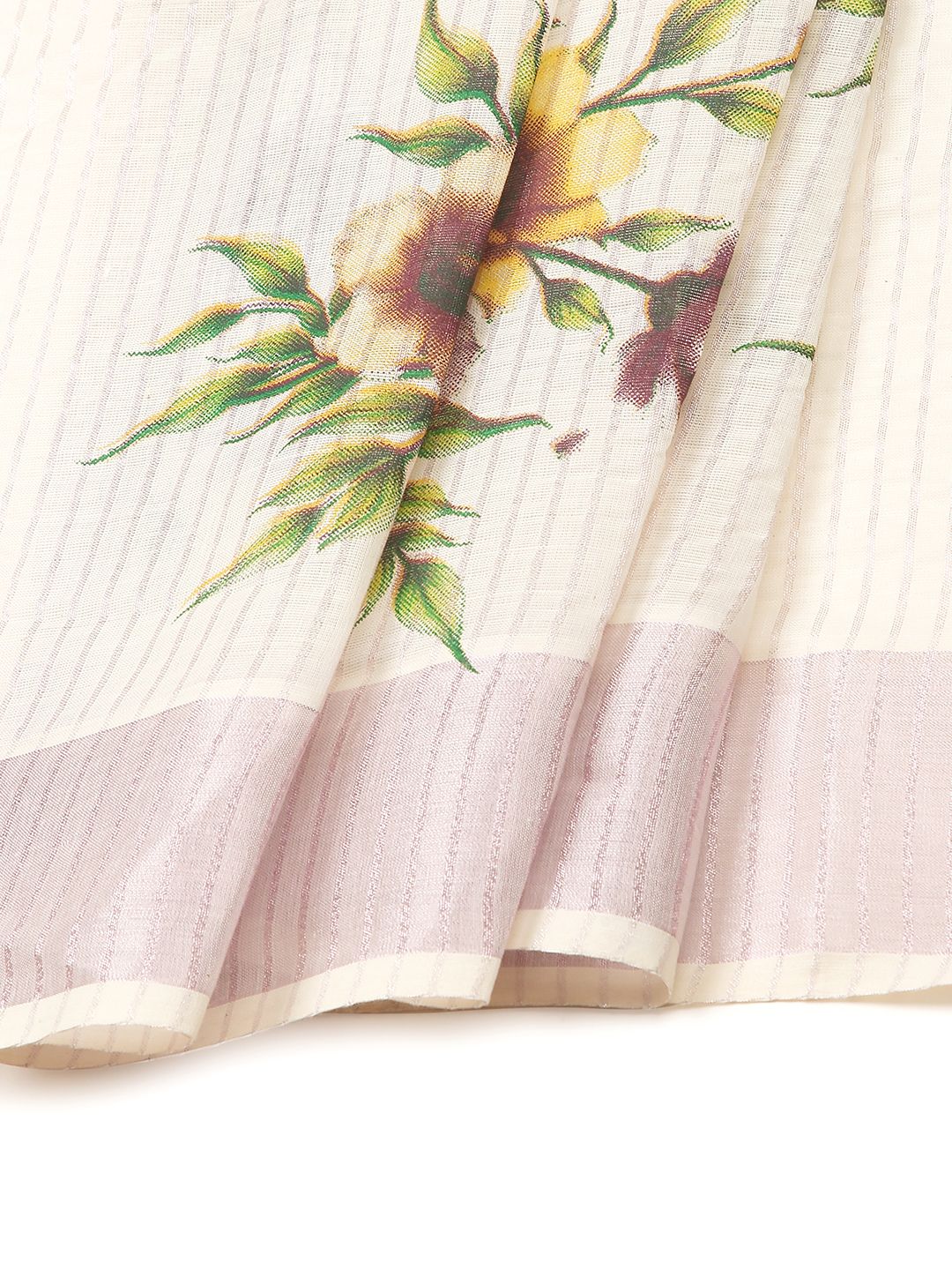 Wedding Wear Off-White Color Cotton Soft Silk Saree