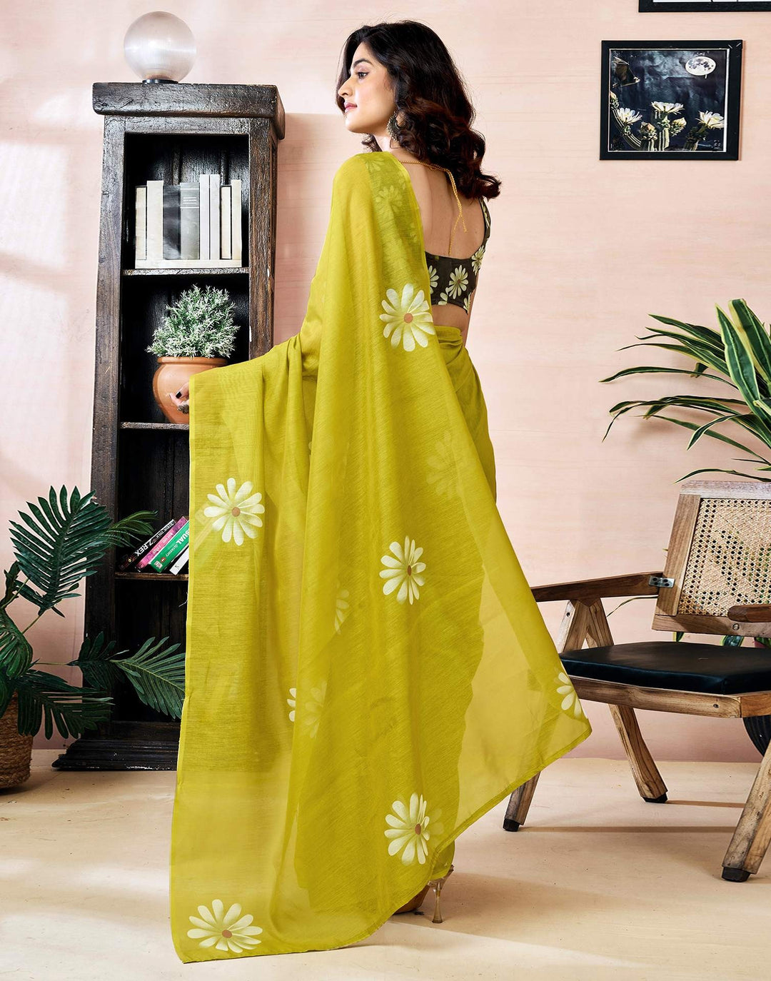 Wedding Wear Olive Green Color Banarasi Silk Printed Saree
