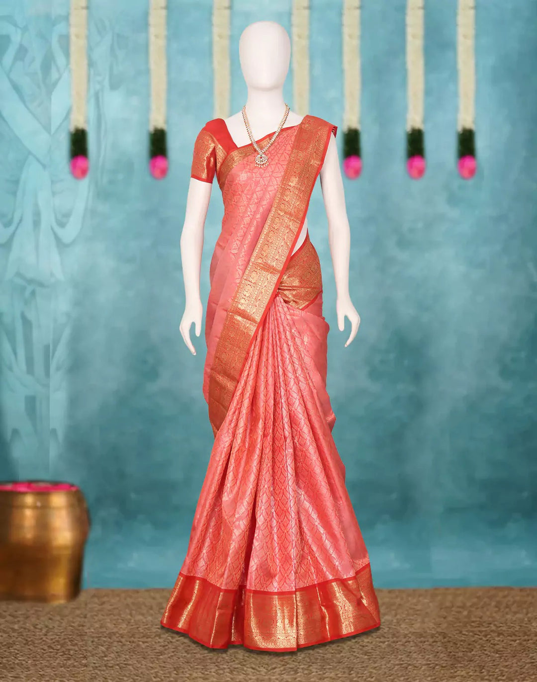 Wedding Wear Peach Color Banarasi Silk Saree