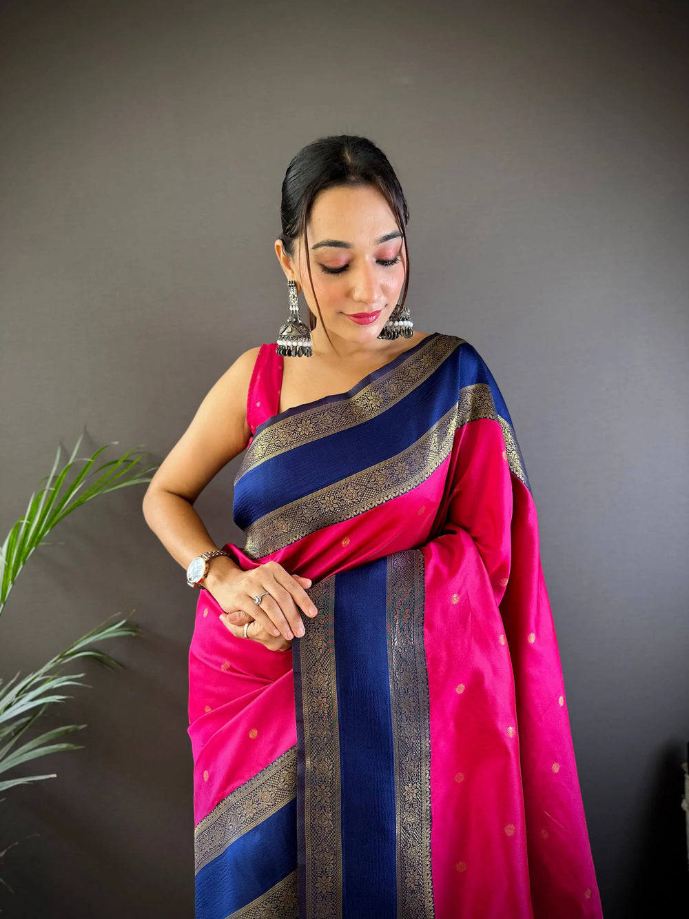 Wedding Wear Pink And Blue Color Banarasi Silk Sarees