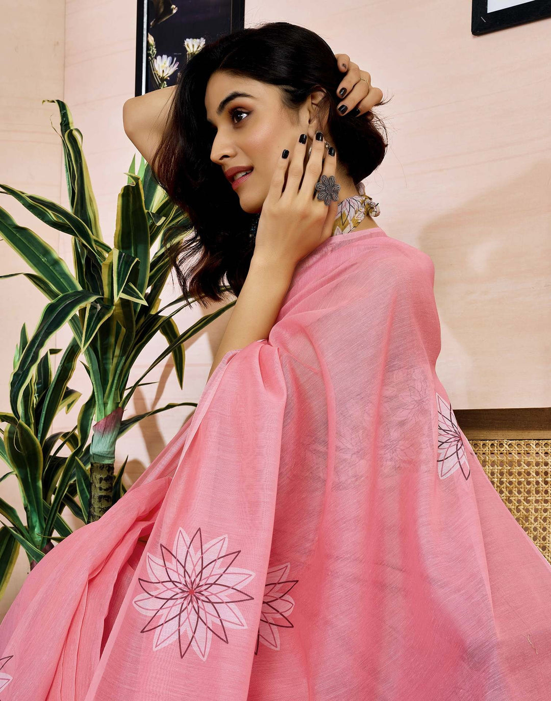 Wedding Wear Pink Color Chanderi Silk Saree