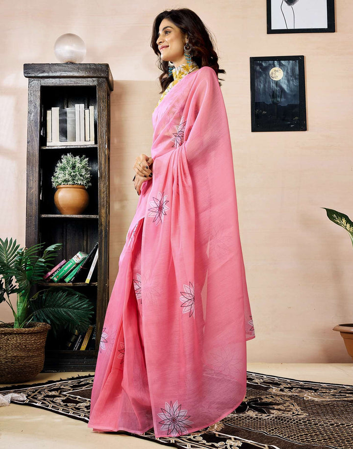 Wedding Wear Pink Color Chanderi Silk Saree