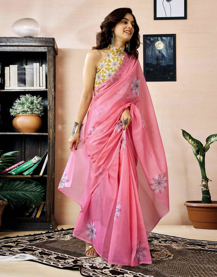 Wedding Wear Pink Color Chanderi Silk Saree