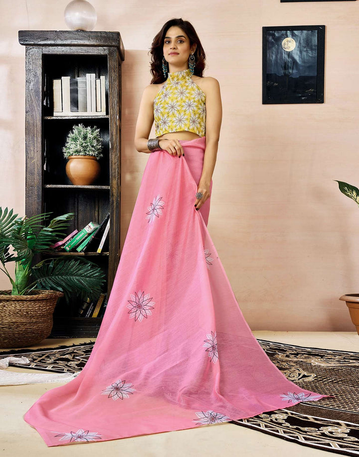 Wedding Wear Pink Color Chanderi Silk Saree
