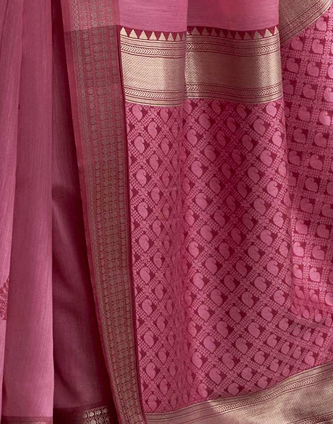 Wedding Wear Pink Color Cotton Silk Saree