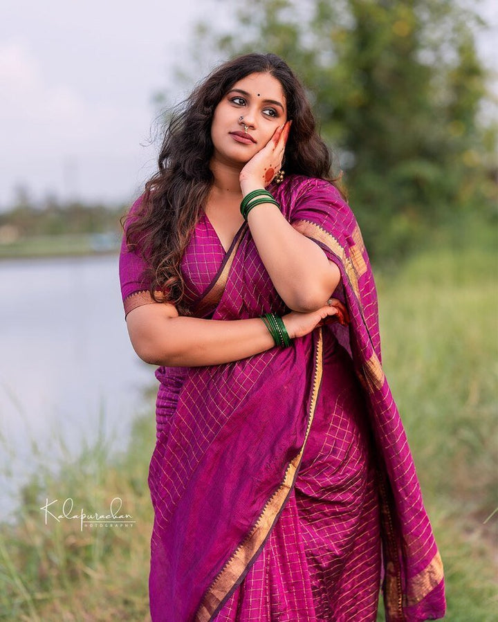 Wedding Wear Pink Color Cotton Silk Saree