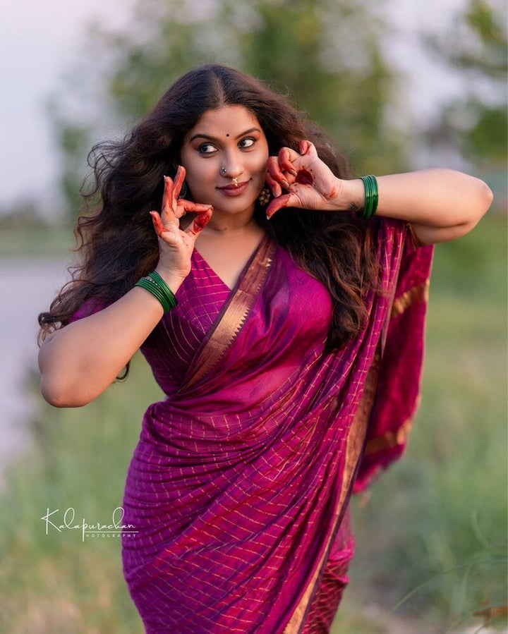 Wedding Wear Pink Color Cotton Silk Saree
