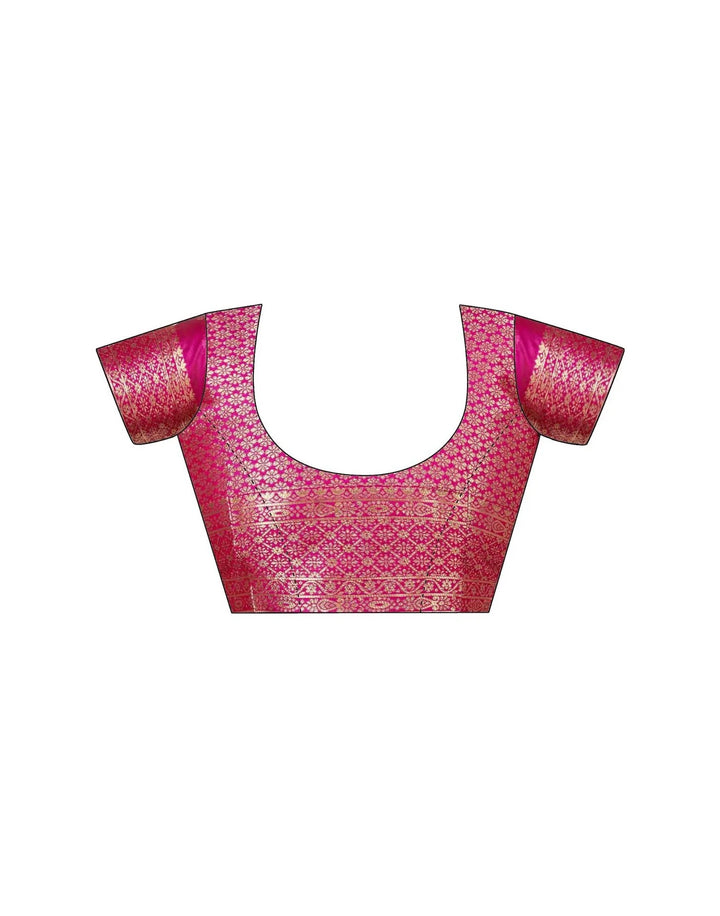 Wedding Wear Rani Pink Color Banarasi Saree