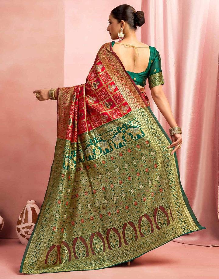 Wedding WearRed Color Banarasi Silk Woven Patola Saree