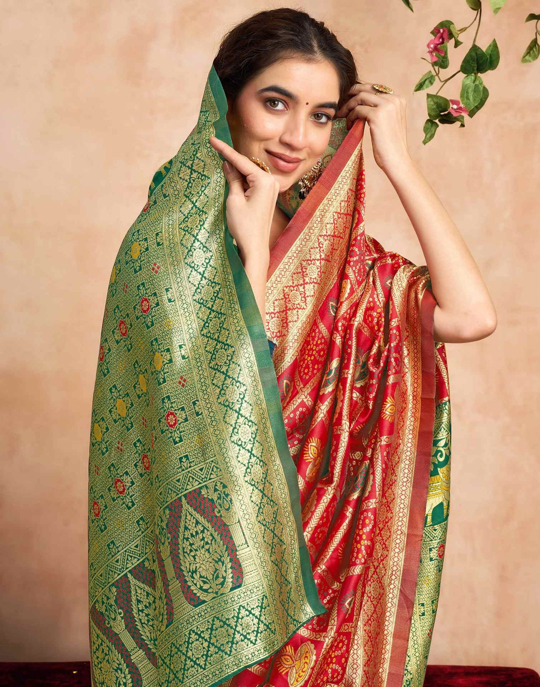 Wedding WearRed Color Banarasi Silk Woven Patola Saree