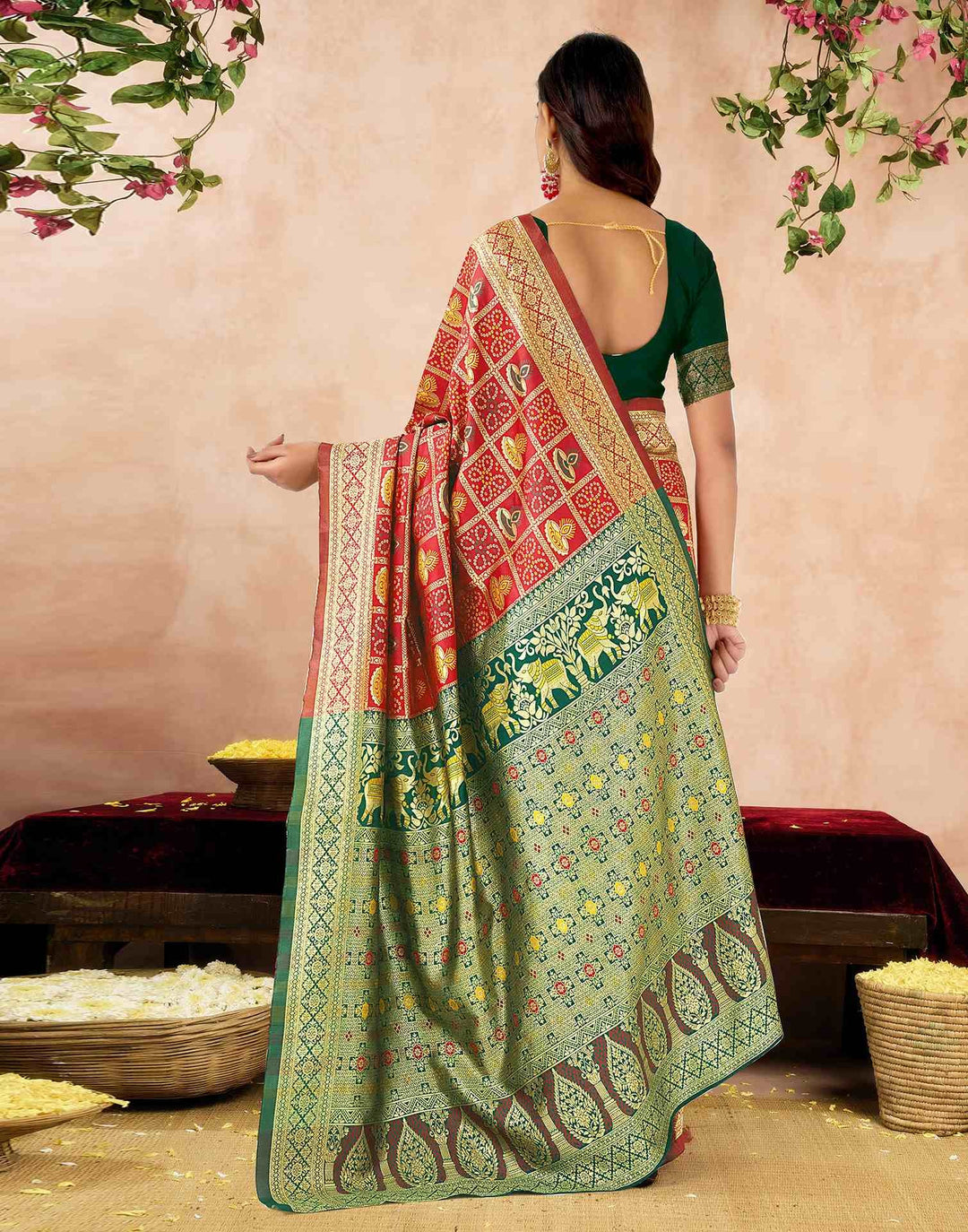 Wedding WearRed Color Banarasi Silk Woven Patola Saree