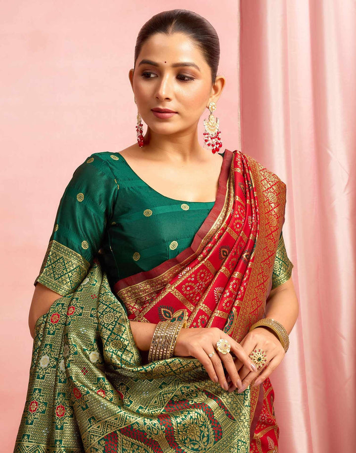 Wedding WearRed Color Banarasi Silk Woven Patola Saree